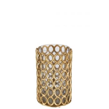 Theelichthouder rond ringen aluminium goud large