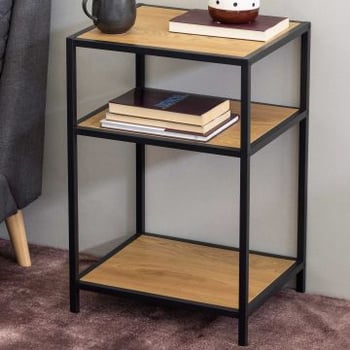 Bijzettafeltje/nachttafel Dover - zwart/wilde eik