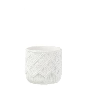 Bloempot geruit cement wit medium
