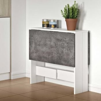 Opklapbare eettafel Papillon 103 cm - wit/beton