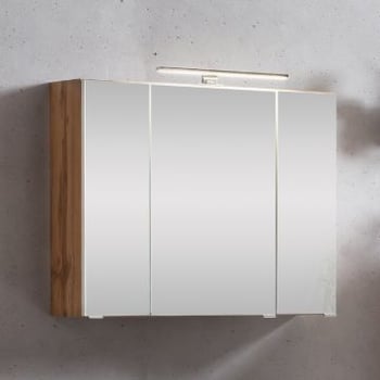 Spiegelkast Kornel/Luna 80cm 3 deuren & ledverlichting - eik