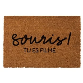 Deurmat smile kokos naturel/zwart