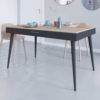 Tafel Horizon 134x85 - eik/zwart