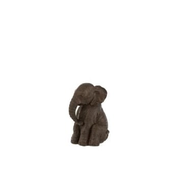 Olifant zittend poly donkerbruin
