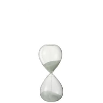 Zandloper deco glas/zand wit small