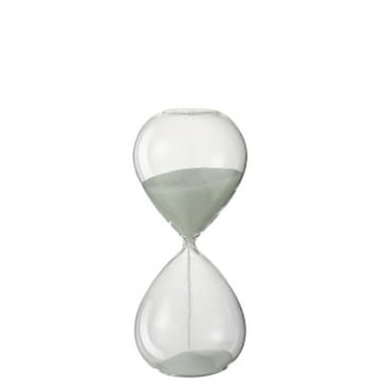 Zandloper deco glas/zand wit medium