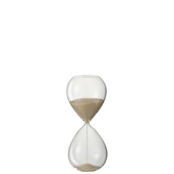 Zandloper deco glas/zand beige small