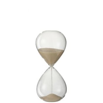 Zandloper deco glas/zand beige medium