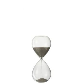 Zandloper deco glas/zand grijs small