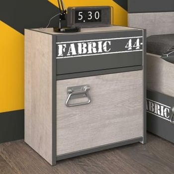 Nachtkastje Fabric industrieel - beige/grijs