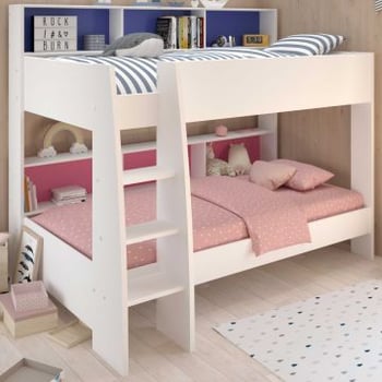 Stapelbed Leo incl. matrasbodems - wit/blauw/roze