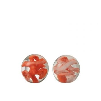 Presse papier slinger glas oranje/rood small assortiment van twee