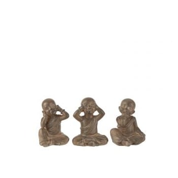 Monnik poly bruin small assortiment van 3