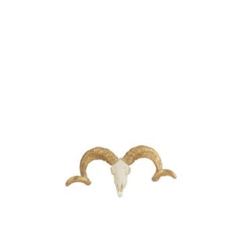 Schedel schaap resine wit/goud small