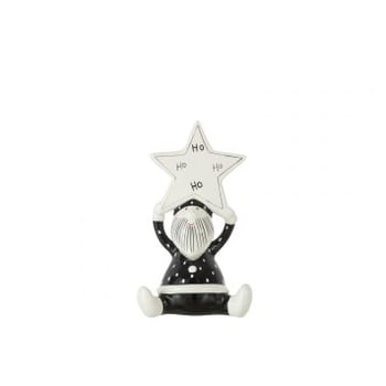 Kerstman zittend ster hoho zwart/wit medium