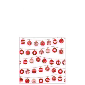 Pak 20 servetten kerstballen papier wit/groen large