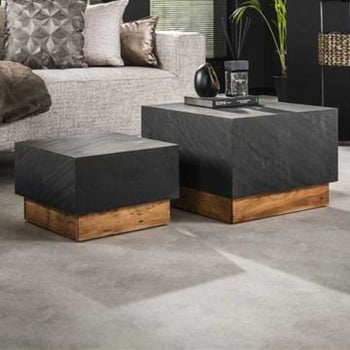 Salontafelset Boxy-leisteen/acacia