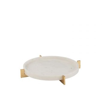 Plateau marmer voet metaal grijs/champagne