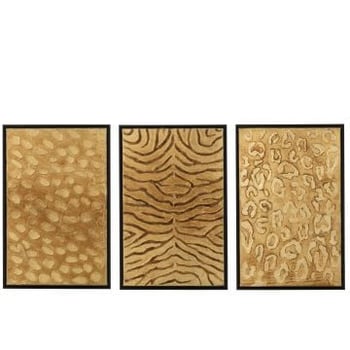 Schilderij dierenprint hout/canvas zwart/goud assortiment van drie