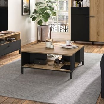 Salontafel Tando 81x81 industrieel - eik/zwart