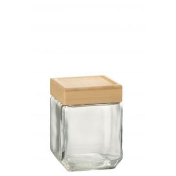 Pot in glas brad glas/bamboo transparant/naturel medium
