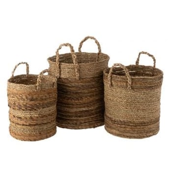 Set van drie manden lucie raffia naturel