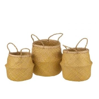 Set 3 manden intrekbaar zeegras geel