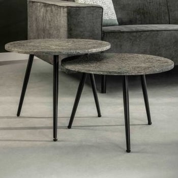 Set van 2 salontafels Lima Ø55 industrieel - grijs
