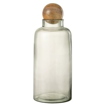 Vaas bol kurk glas/hout transparant