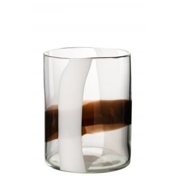 Vaas iggy glas wit/bruin small