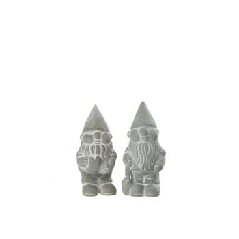 Kabouter cement grijs small assortiment van 2