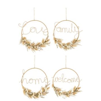 Hangende krans met woorden gedroogde bloemen naturel assortiment van 4