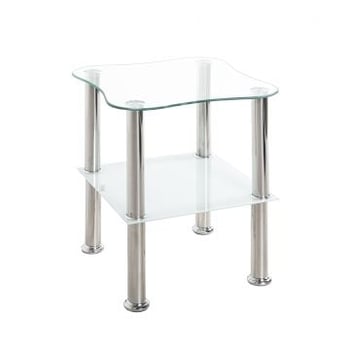 Bijzettafel met metalen frame en glazen legplanken | 10 kg draagvermogen