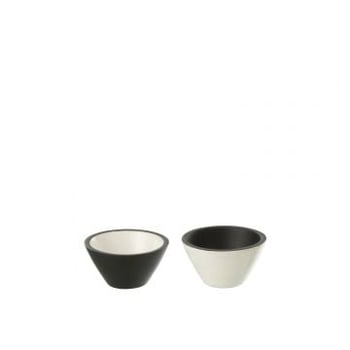 Bowl vik wood black/white assortment of 2