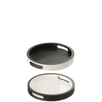 Tray vik wood black/white assortment of 2