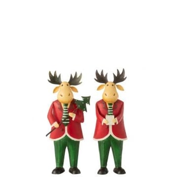 Eland staand cadeau boom ijzer rood/groen assortiment van 2