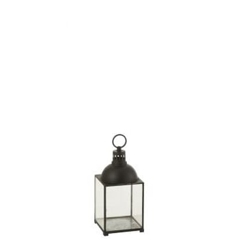 Lantaarn hagrid glas/ijzer zwart small