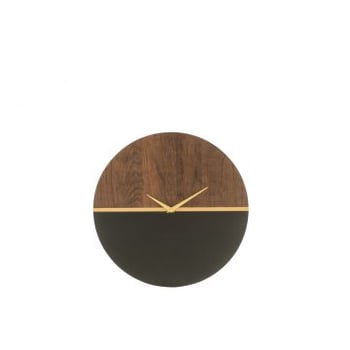 Klok middenlijn mdf zwart/bruin