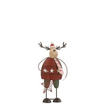 Rendier deco metaal rood small