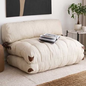 Fold Kadife 2-zits slaapbank | Teddystof | Crème