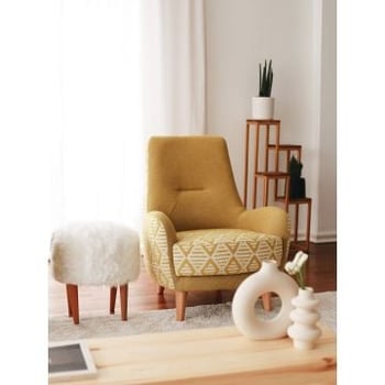 Atelier Del Sofa Wing Chair - 100% Houten Frame - Geel