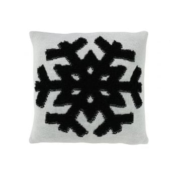 Kussen sneeuwvlok polyester wit/zwart