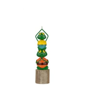 Kikker pyramide op voet ijzer/hout mix small