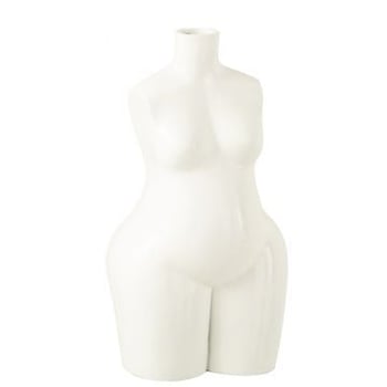 Vase vrouw lichaam polyresin glanzend wit large