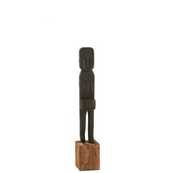 Statue boro gerecycleerd hout zwart/naturel