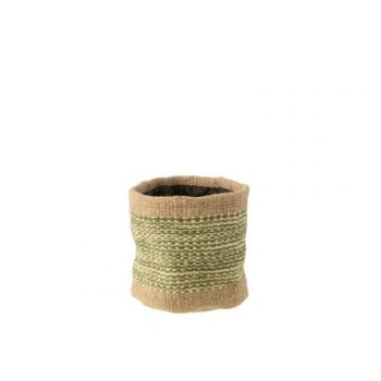 Mand rond+band jute naturel/groen medium