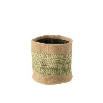 Mand rond+band jute naturel/groen large
