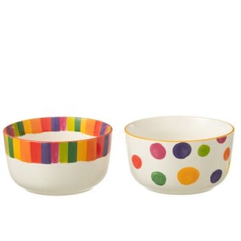 Kom polka stip streep porselein mix large assortiment van 2