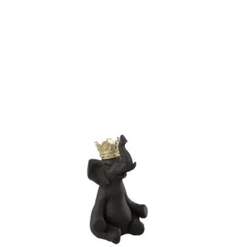 Olifant kroon resine zwart/goud small