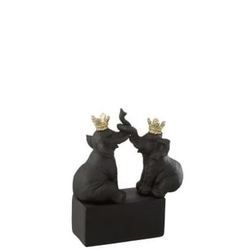 Olifant kroon op sokkel resine zwart/goud